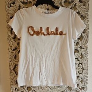Joules White Kids T-Shirt with Brown Text